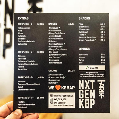 NXT GEN KBP, Tischkarte aus Hartschaum