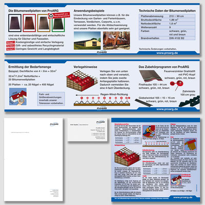 Set aus gestalteten Verkaufsfolder von PROARG für Baumärkte