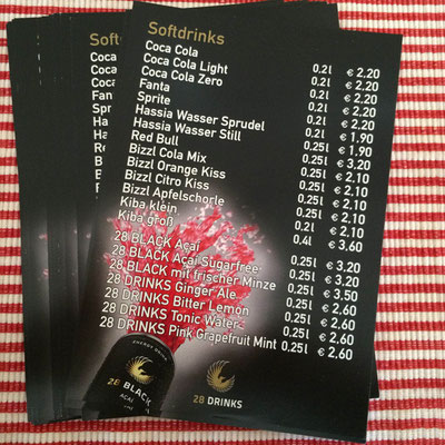 28 BLACK, tailor-made Getränkekarte