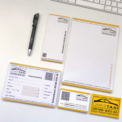 LIMES TAXI, Kugelschreiber, Kellnerblock, Schreibblock, Quittungsblock, , Visitenkarten