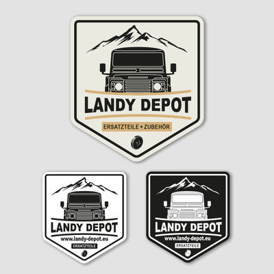 Individuell gestaltetes Logo für den Landrover-Ersatzteileshop und die Werkstatt „Landy Depot“ in Wiesbaden Diedenbergen
