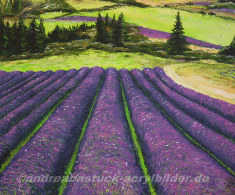 "Lavendelfeld", 60 cm x 50 cm, Acryl