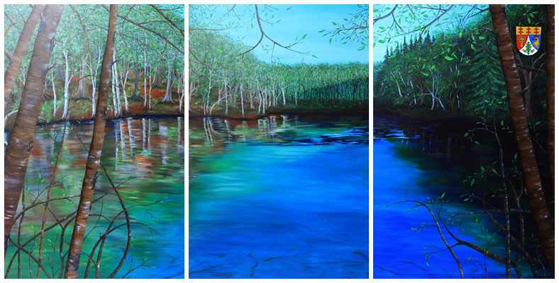Triptychon "Waldsee" 3 x 100 cm x 150 cm