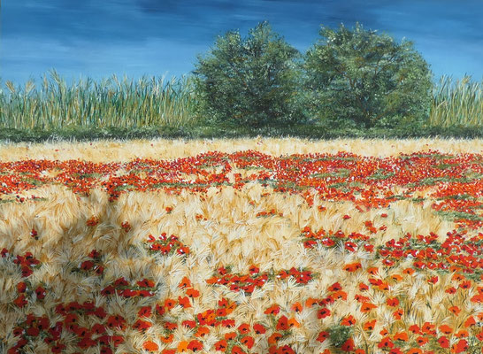 "Mohnfeld auf Mallorca", 80 cm x 60 cm, Acryl 