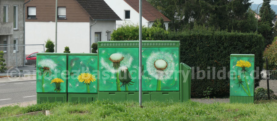 Gemeinde Ensdorf/Projekt "Atmosphäre-Check", Verschönerung der Verteilerkästen / "Pustebleme" Ortseingang