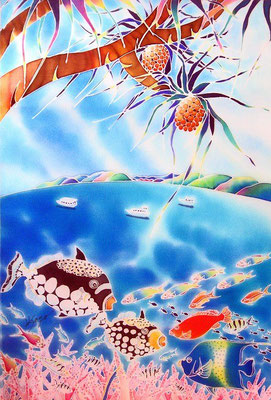 ちゅら海天国:原画サイズ４０×５０cm　SOLD