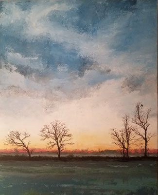 "Fünf Eichen", Acryl auf Leinwand, 80x100 cm, Pinsel- und Spachteltechnik