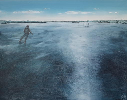"Schöfeln", Öl auf Leinwand, 80x100 cm, Strukturpaste und Pinseltechnik