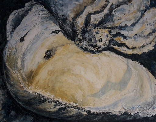 "Pazifische Austern", Acryl auf Leinwand, 80x100 cm, Mischtechniken