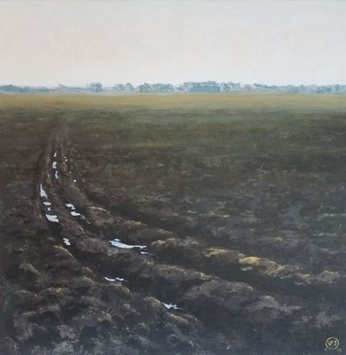 "Weites Land", Acryl auf Leinwand, 100x100 cm, Pinsel- und Spachteltechnik