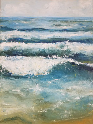 "Wellen",  Acryl auf Leinwand, 30x40 cm, Pinsel- und Spachteltechnik