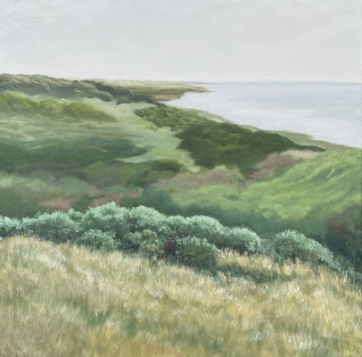 "Dünenlandschaft am Meer", Öl auf Leinwand, 100x100 cm, Pinseltechnik
