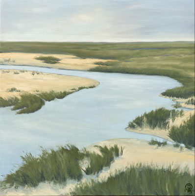 "Am Langwarder Groden", Öl auf Leinwand, 100x100 cm, Pinseltechnik