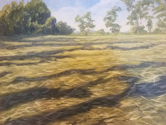 "Heuwiese", Acryl auf Leinwand, 30x40 cm, Pinseltechnik
