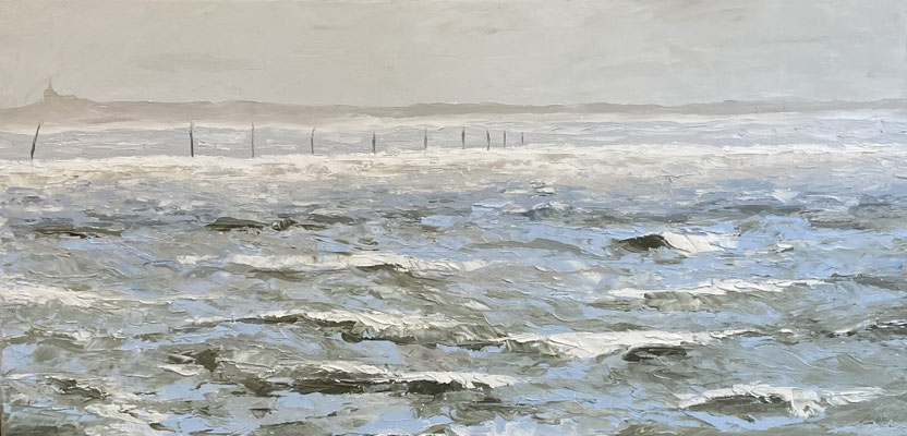 "Herbststürme am Meer", Öl auf Leinwand, 50x100 cm, Spachtel- und Pinseltechniktechnik