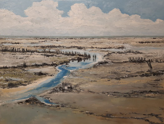 "Großes Priel", Öl auf Leinwand, 80x100 cm, Pinsel- und Spachteltechnik