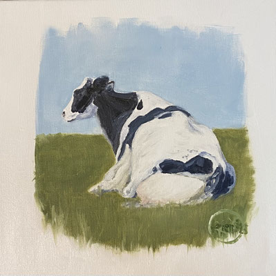 "Lena döst", Öl auf Leinwand, 30x30 cm, Pinseltechnik