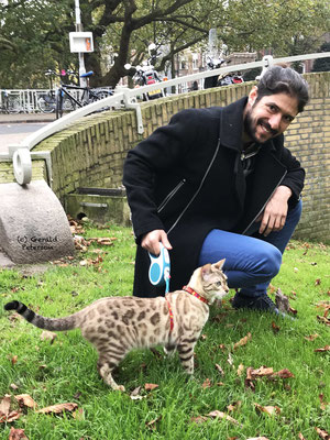 A man with his cat