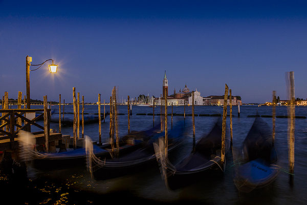 Gondola's in front of Doge's Palace. Isola di San Giorgio Maggiore in background.