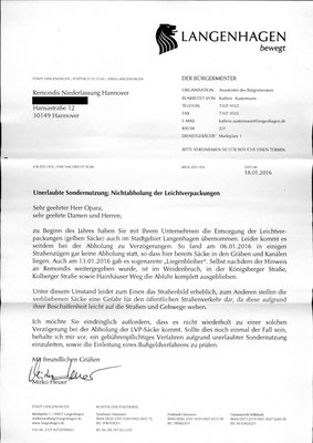Anschreiben Bürgermeister