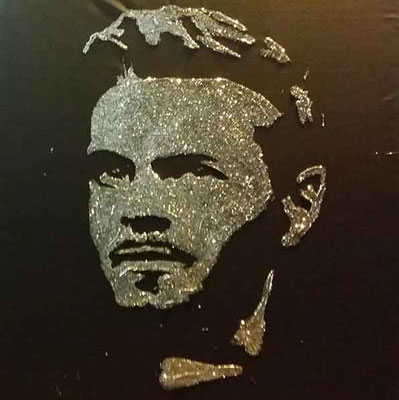 French Singer Mat Pokora glitter painting by EriK BLACK