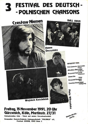 Plakat:  03. Chansonfestival 1991