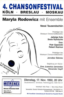 Plakat:  04. Chansonfestival 1992