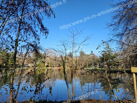 Vue sur le lac du jardin japonais à Toulouse (31) France.