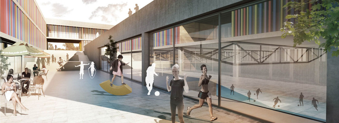 Scuola Secondaria nel quartiere del Fuencarral - Madrid - Vista dell'asse principale