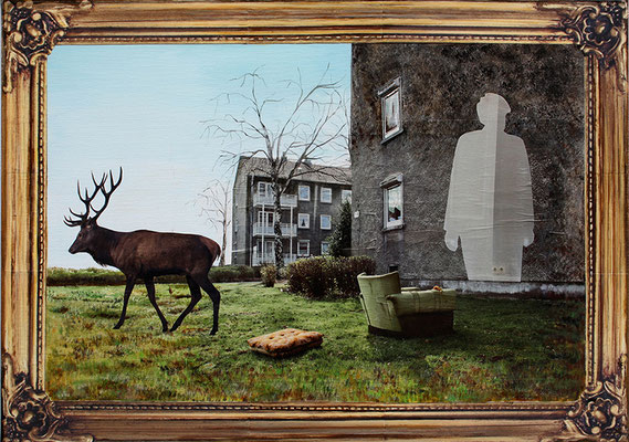 Abschied 50x70cm Collage mit Acrylmalerei 2014