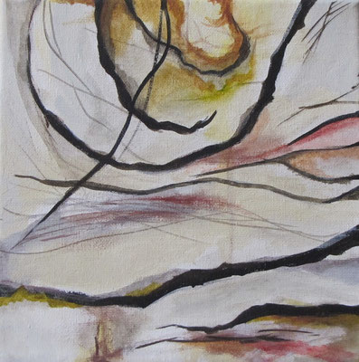 Kleine Verwitterungen III, Acryl u. Tusche auf Leinwand, 20 x 20 cm