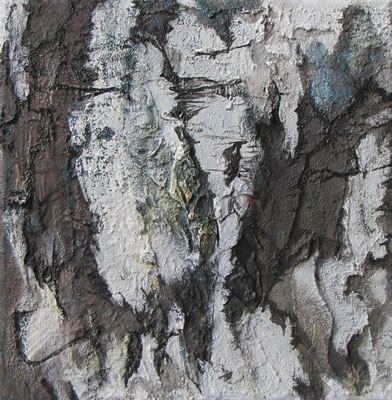 Kleine Verwitterungen II, Acryl u. Tusche auf Leinwand, 20 x 20 cm