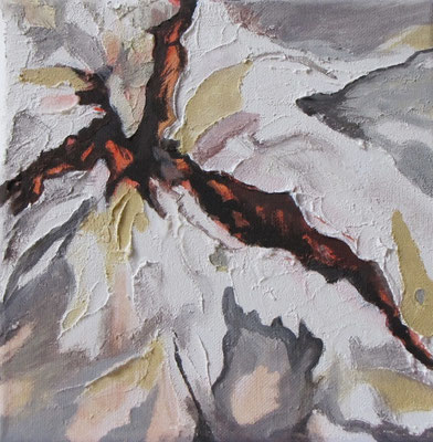 Kleine Verwitterungen IV, Acryl u. Tusche auf Leinwand, 20 x 20 cm