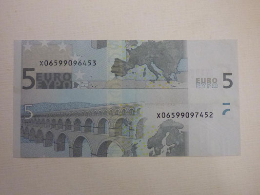 5 Euro 2002 "Fehlschnitt" Geldschein