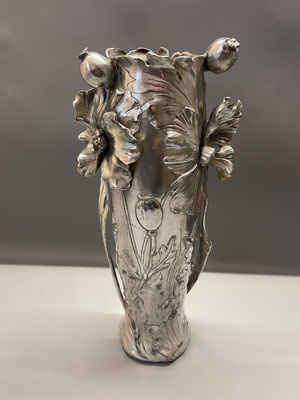 Erotika Jugendstil Vase massiv versilbert, vermtl. WMF Modellnr. 4600