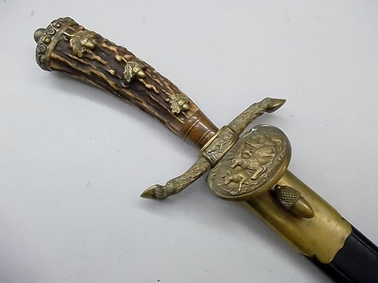 Hirschfänger Hersteller WKC mit geätzter Klinge, Länge 55 cm