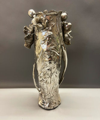 Erotika Jugendstil Vase massiv versilbert, vermtl. WMF Modellnr. 4600