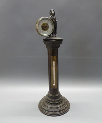 Figürliche Bronzesäule mit Thermometer u. Hydrometer