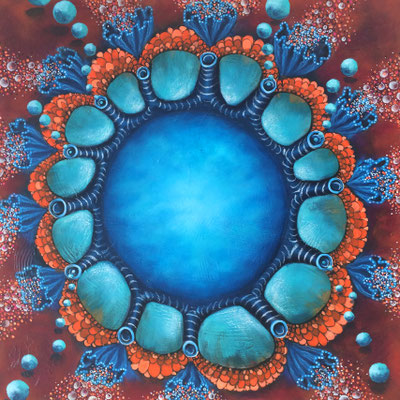 Blue fish - 80 x 80 cm - VERKAUFT 