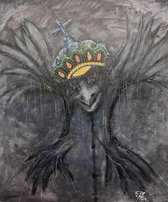 gekröntes Vogelwesen - Kanmuri - 130 x 110 cm