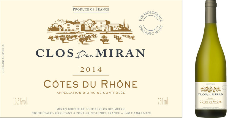 Étiquette pour le Clos des Miran - Côtes du Rhône