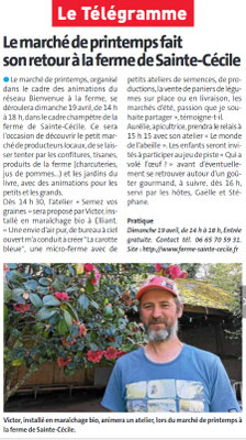 Le Télégramme du 11 avril 2026_printemps à la Ferme Ste Cécile