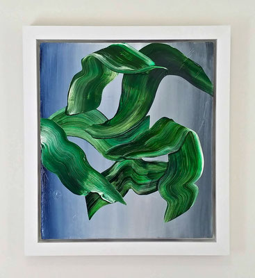 🔴 'Leaf Study 1', acrylic on canvas over panel. 28" x 25" (framed)