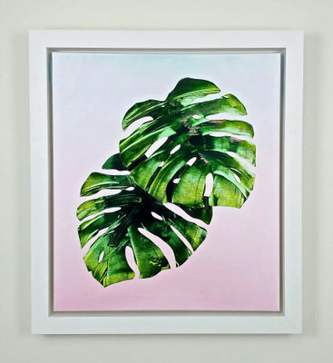 🔴 'Leaf Study 6 (Monstera series)', acrylic on canvas. 28" x 25" (framed)