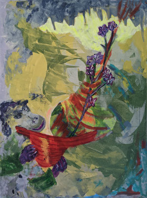 Fantasie mit Blumen |  Acryl Spachtel auf Leinwand | 80x60cm