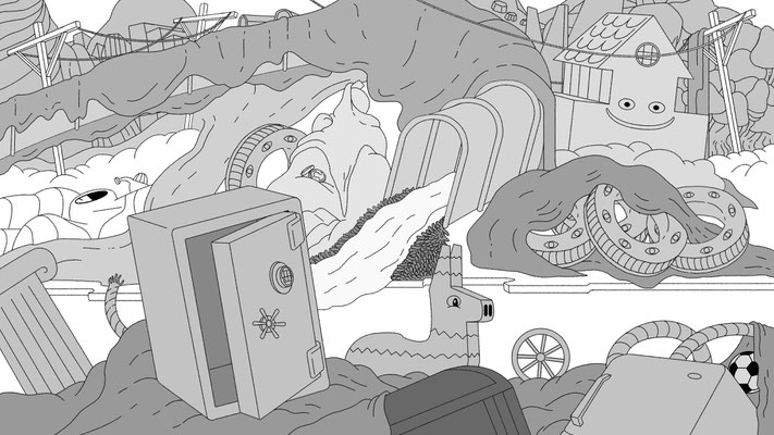 Background Layout Design for The Midnight Gospel on Netflix. Created at Titmouse Animation Studio.