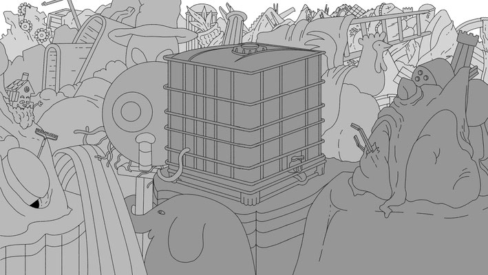 Background Layout Design for The Midnight Gospel on Netflix. Created at Titmouse Animation Studio.