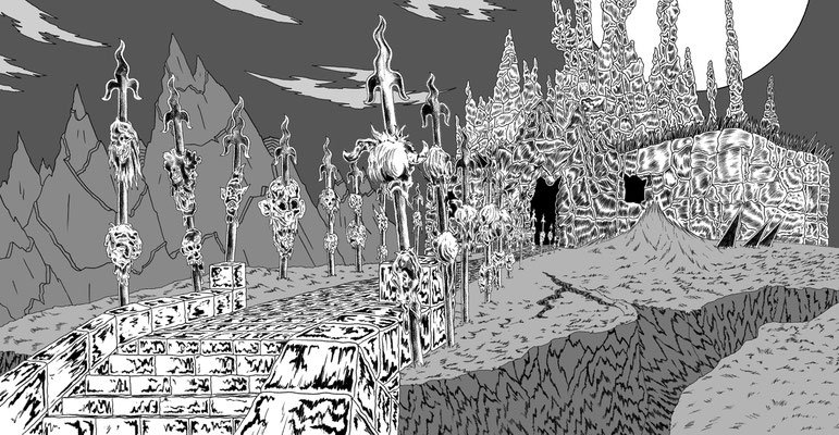 Background Layout Design for The Midnight Gospel on Netflix. Created at Titmouse Animation Studio.