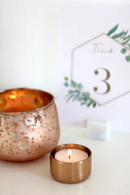Roségoldener Teelichthalter für moderne Hochzeit Tischdekoration