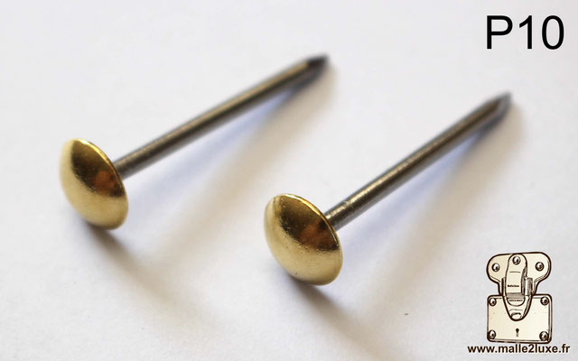 Clous laiton massif tete bombé plat pour malle de luxe 